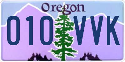 OR license plate 010VVK