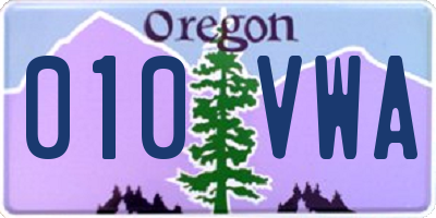OR license plate 010VWA