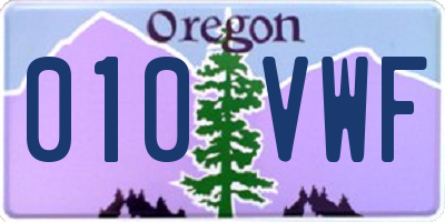 OR license plate 010VWF