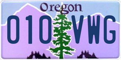 OR license plate 010VWG
