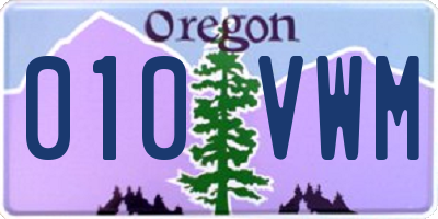 OR license plate 010VWM