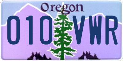 OR license plate 010VWR
