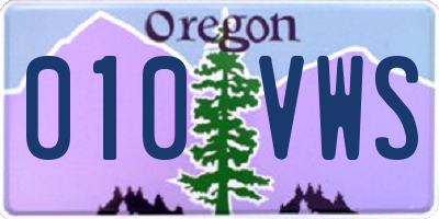 OR license plate 010VWS