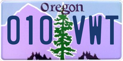 OR license plate 010VWT