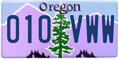 OR license plate 010VWW