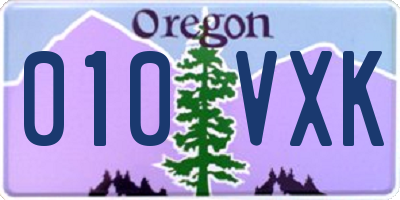 OR license plate 010VXK