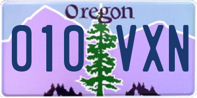 OR license plate 010VXN