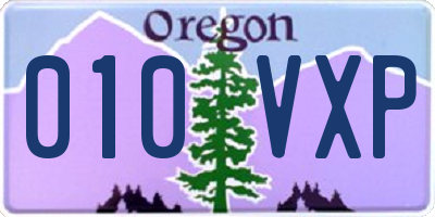 OR license plate 010VXP