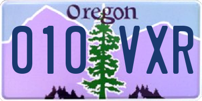 OR license plate 010VXR