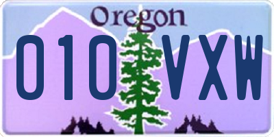 OR license plate 010VXW