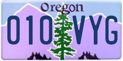 OR license plate 010VYG