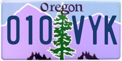 OR license plate 010VYK