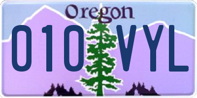 OR license plate 010VYL