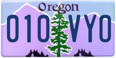 OR license plate 010VYO
