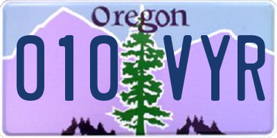 OR license plate 010VYR