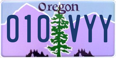 OR license plate 010VYY