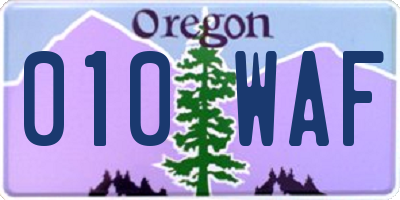 OR license plate 010WAF