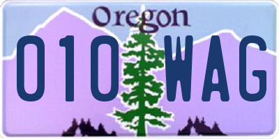 OR license plate 010WAG