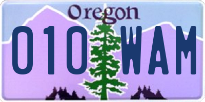 OR license plate 010WAM
