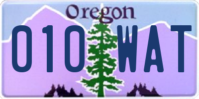 OR license plate 010WAT