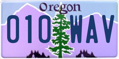 OR license plate 010WAV