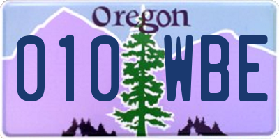 OR license plate 010WBE