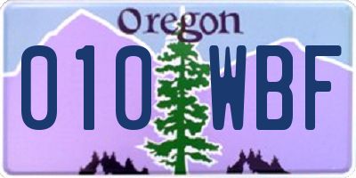 OR license plate 010WBF