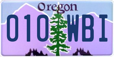 OR license plate 010WBI