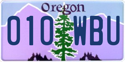 OR license plate 010WBU