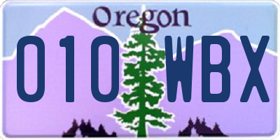 OR license plate 010WBX