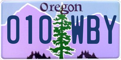 OR license plate 010WBY