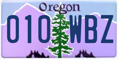 OR license plate 010WBZ