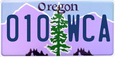 OR license plate 010WCA