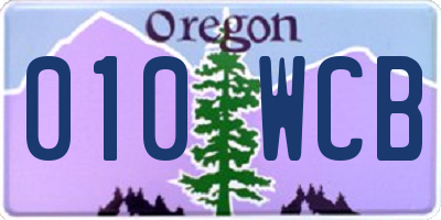 OR license plate 010WCB