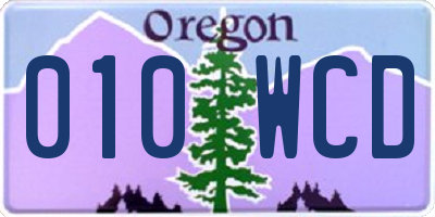 OR license plate 010WCD