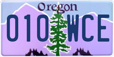 OR license plate 010WCE