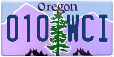OR license plate 010WCI