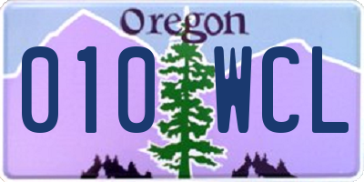 OR license plate 010WCL