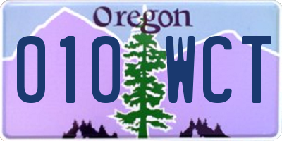 OR license plate 010WCT