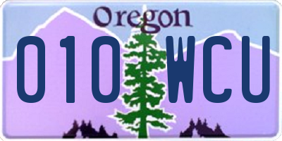 OR license plate 010WCU