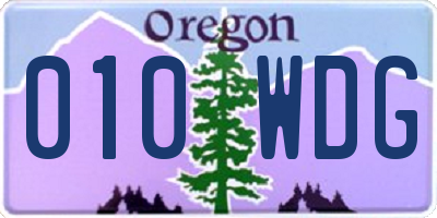 OR license plate 010WDG