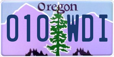 OR license plate 010WDI
