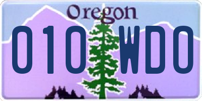 OR license plate 010WDO