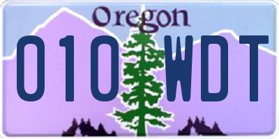 OR license plate 010WDT