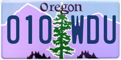 OR license plate 010WDU