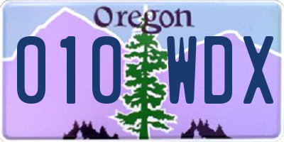 OR license plate 010WDX