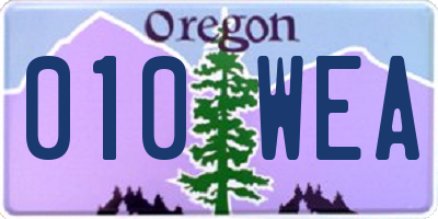 OR license plate 010WEA