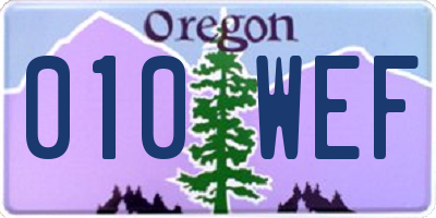OR license plate 010WEF