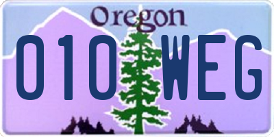 OR license plate 010WEG