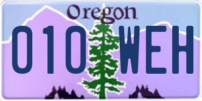 OR license plate 010WEH